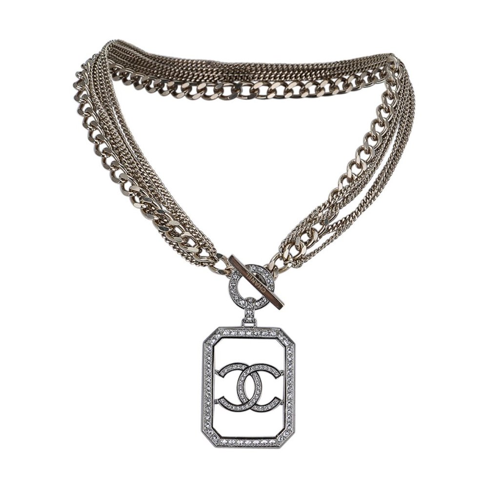 Chanel Necklace Multi Chain Silver CC Pendant SS 2018